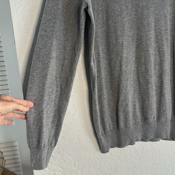 Billabong Sweater Men’s Solid Grey Crew Neck Embroidered Logo Patch Medium - Picture 4 of 7